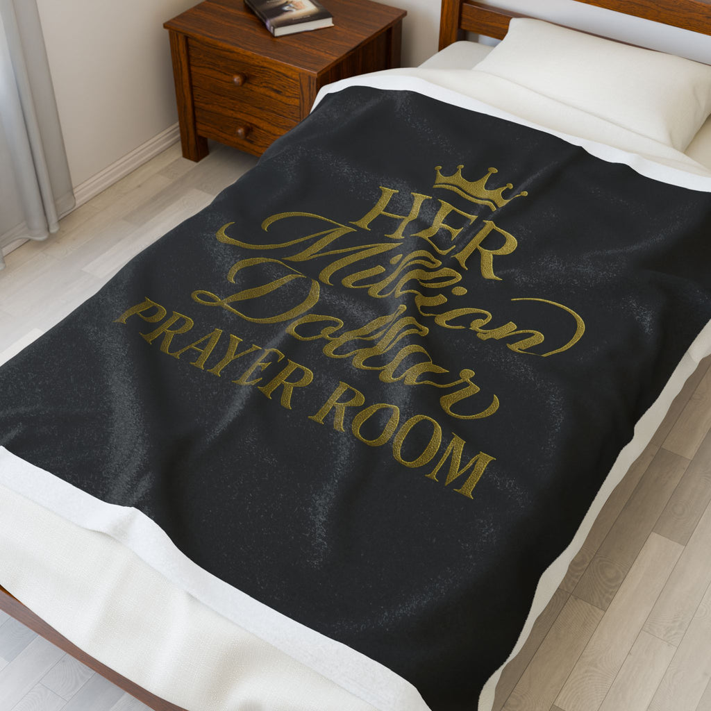 Her Million Dollar Attitude™ Prayer Room Velveteen Plush Blanket Wrap Yourself in Wealth, Warmth, & Worship