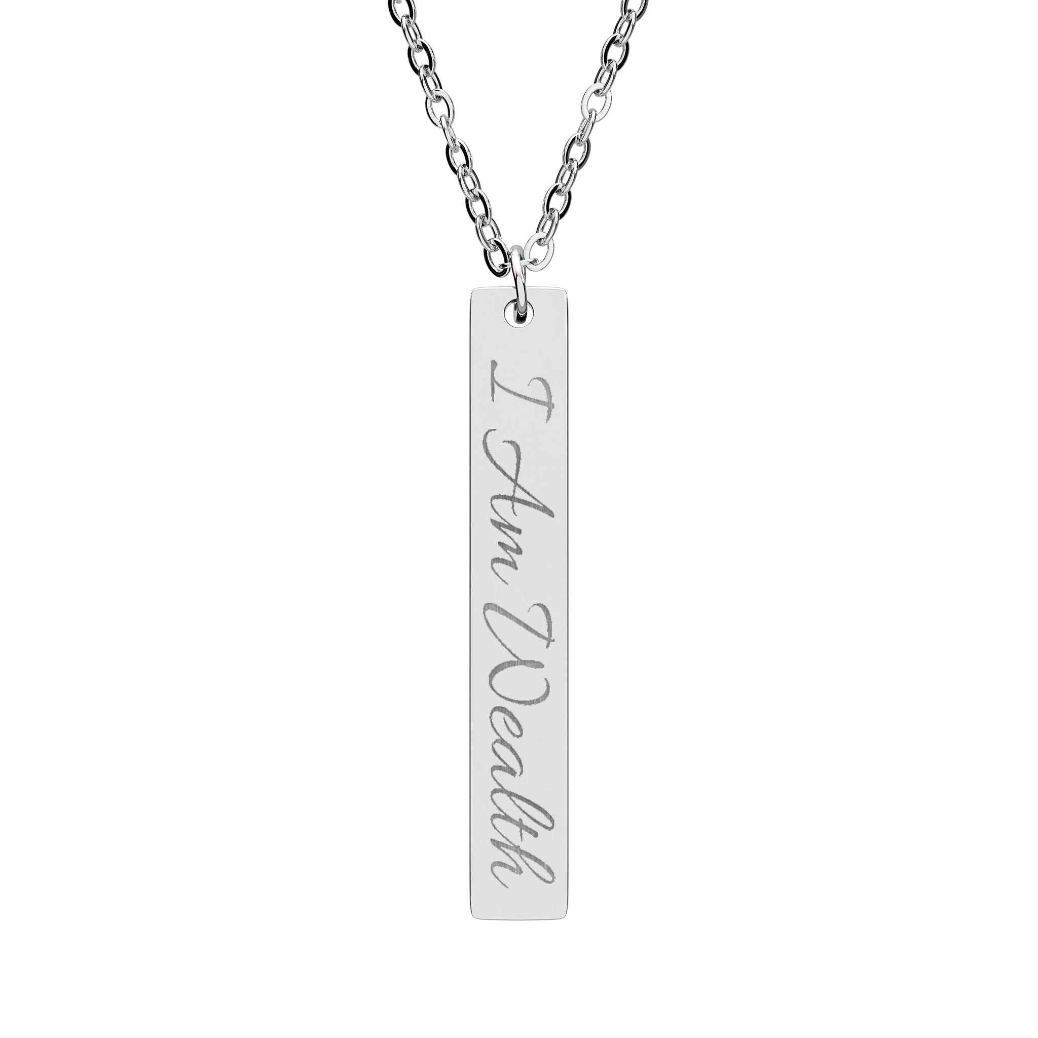 Engraved Vertical Bar Necklace — Personalized Name & Script Pendant